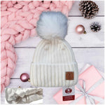 Kid's cashmere silk lined winter hat, Double pom pom kids hat,  Gift for kid's