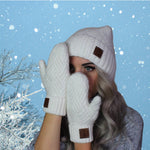 White Women's cashmere hat and mittens set, Cashmere hat, Warm and soft winter cashmere set for womens. Gift for her.