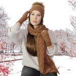 Cashmere set for women: Fox fur pom pom hat, gloves, scarf, Knit set, Cozy and soft women winter cashmere set. Gift for her.