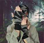 Set aus Cashmere Camouflage Fuchsfell Mütze und fingerlosen Fäustlingen, Damen Wintermütze Beanie, Cashmere fingerlos, Geschenk für Sie