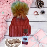 Kid's cashmere silk lined winter hat, Double pom pom kids hat,  Gift for kid's