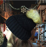 Warm Cashmere Women's Beanie with Faux Fur Pom Pom – Soft Winter Hat, Perfect Gift for Her