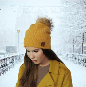 Women's Cashmere Beanie with Fox Fur Pom Pom | Cozy, Soft Knit Winter Hat | Perfect Gift for her