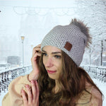 Women's Cashmere Beanie with Fox Fur Pom Pom | Cozy, Soft Knit Winter Hat | Perfect Gift for her