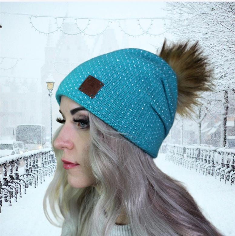 Women's Cashmere Beanie with Fox Fur Pom Pom | Cozy, Soft Knit Winter Hat | Perfect Gift for her