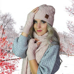 Pink Cashmere set for women: hat, gloves, scarf, Knit set, Cozy and soft women winter cashmere set. Gift for her.