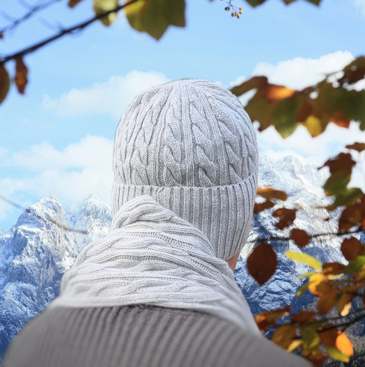 Ensemble cachemire pour homme : bonnet, gants, écharpe, Ensemble tricot, Ensemble cachemire homme hiver douillet et doux. Cadeau pour lui.