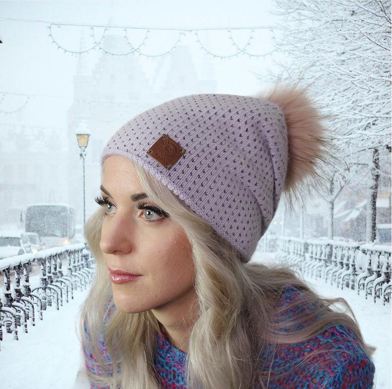 Women's Cashmere Beanie with Fox Fur Pom Pom | Cozy, Soft Knit Winter Hat | Perfect Gift for her