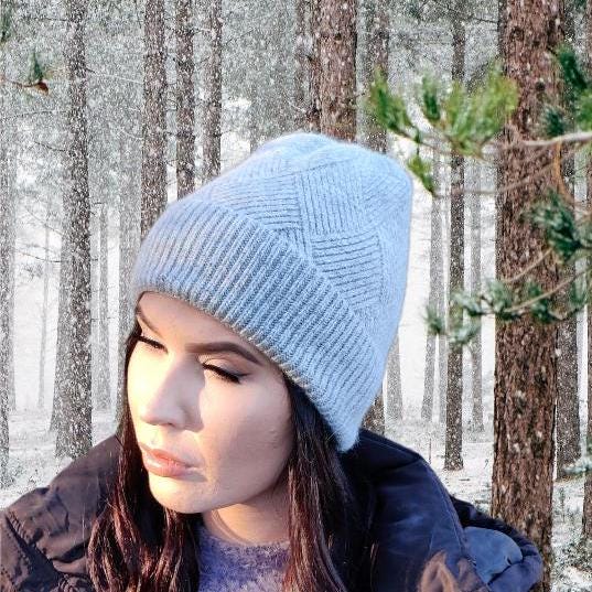 Wintermütze aus Kaschmir für Damen, warme Beanie aus Kaschmir in kräftigen Farben, Geschenk für Sie