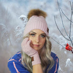 Women's cashmere fox fur pom pom hat, Knit women's warm winter cashmere hat, Gift for her