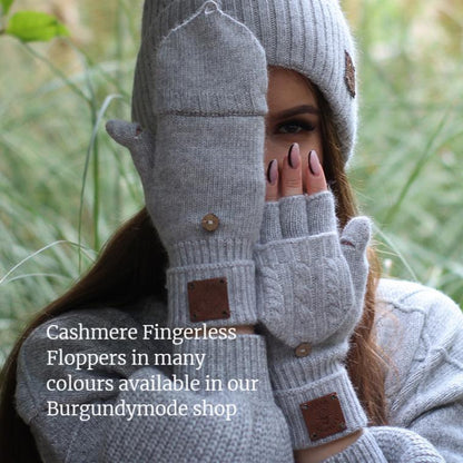 Kašmyrinė kepurė su lapės kailio bumbulu, Moteriška žieminė stora kašmyrinė megzta kepurė, Dovana jai