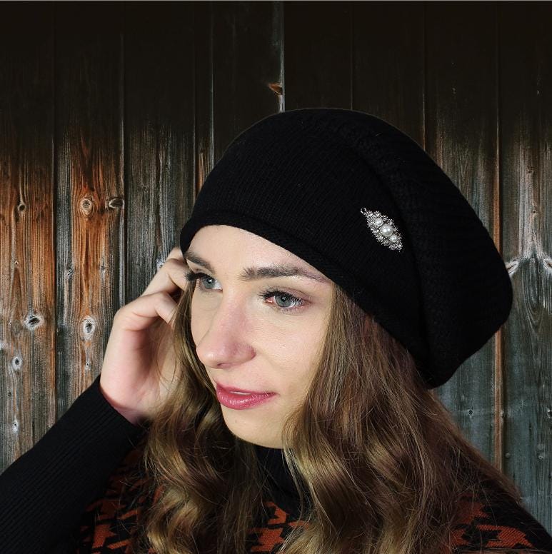 Women's winter woolen slouchy hat, Women's oversized beanie hat, Gift for her