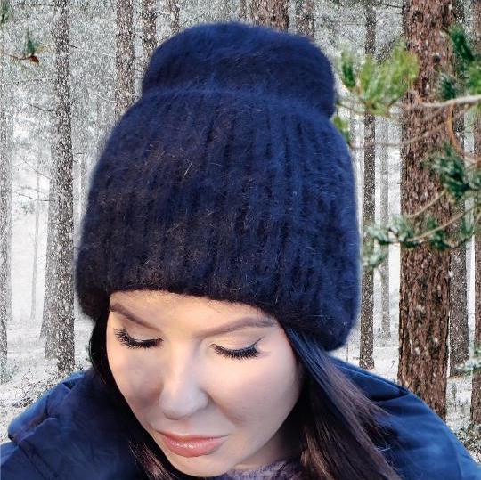 Bonnet d'hiver en laine angora pour femme, bonnet chaud coupe-vent en coton intérieur pour femme, cadeau pour elle