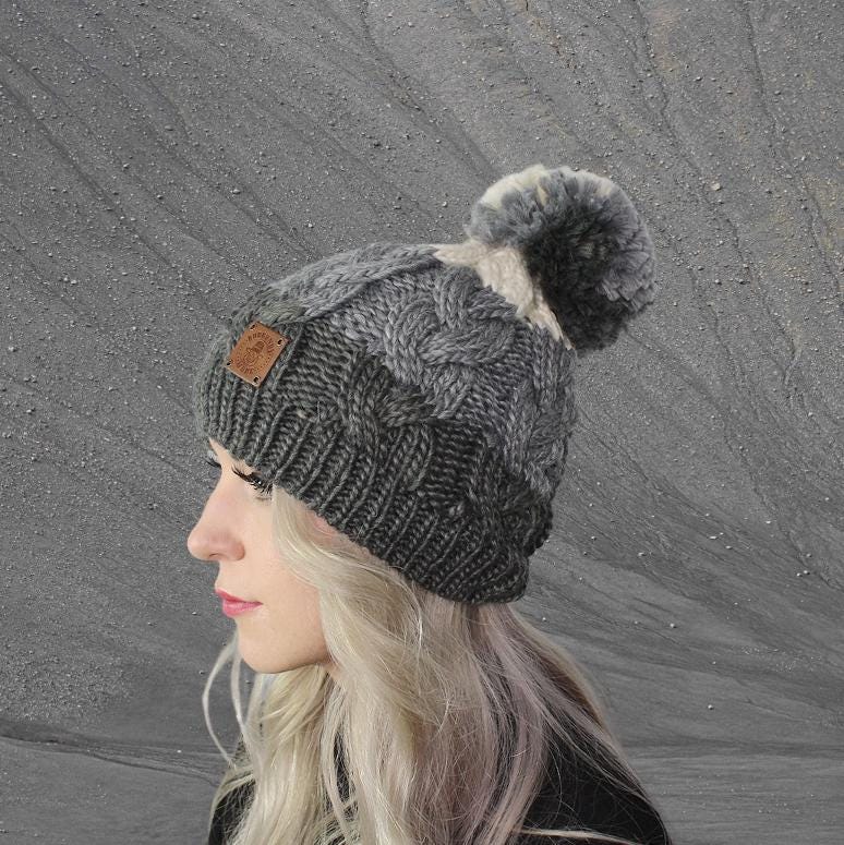 Bonnet pompon coupe-vent d'hiver pour femme, bonnet chaud végétalien, cadeau pour elle