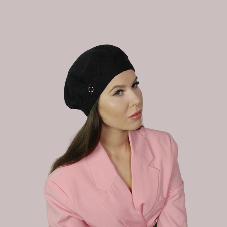 Béret en cachemire pour femme, Bonnet d'hiver pour femme, Béret en cachemire français, Cadeau pour elle