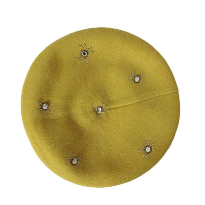 Cashmere beret, Women winter hat, French cashmere beret, Crystal embroidered beret, Gift for her