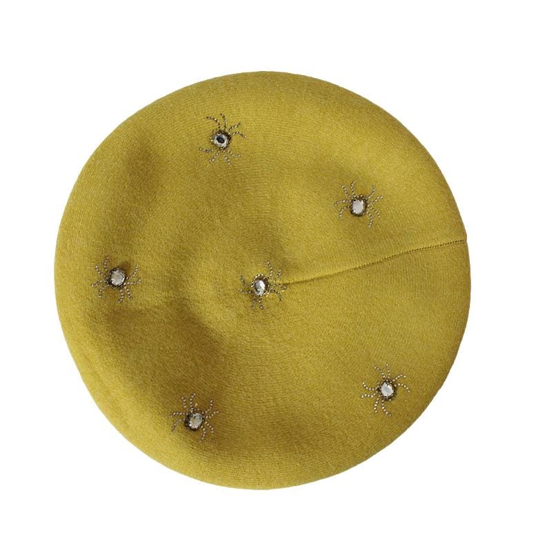 Cashmere beret, Women winter hat, French cashmere beret, Crystal embroidered beret, Gift for her