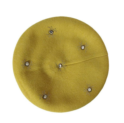 Cashmere beret, Women winter hat, French cashmere beret, Crystal embroidered beret, Gift for her