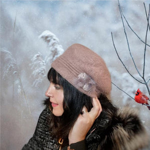 Women's winter cashmere beret, French warm and cozy double layer beret hat, Gift for her