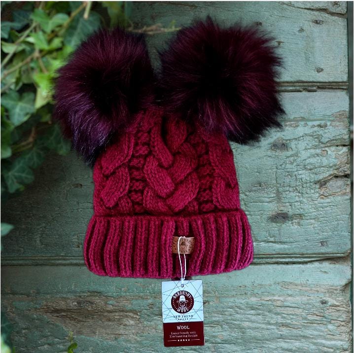 Bonnet d'hiver en laine à double pompon pour femme, bonnet polaire, bonnet coupe-vent chaud pour fille, cadeau pour elle