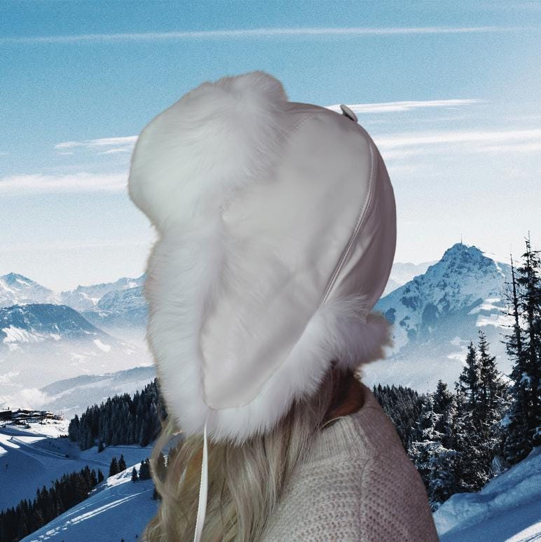 Chapeau de trappeur élégant en cuir pour femme avec fourrure de renard véritable – Chapeau d'hiver coupe-vent | Cadeau parfait pour elle