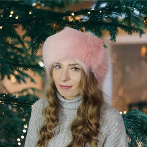 Pink Faux Fur Lined Headband – Stylish and Cozy Gift for Her