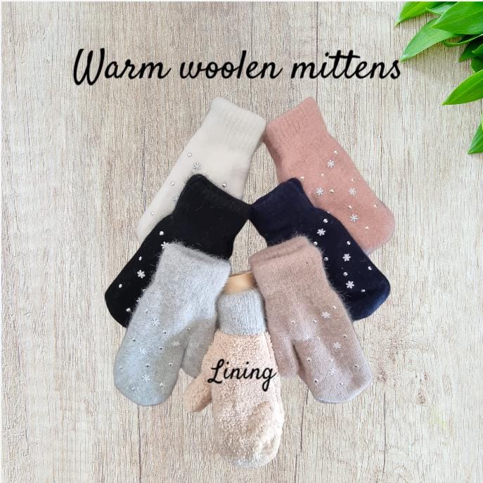 Luxuriös warme Handschuhe aus Angorawolle – Dicke, gefütterte Winter-Essentials für Frauen, Geschenk für Sie