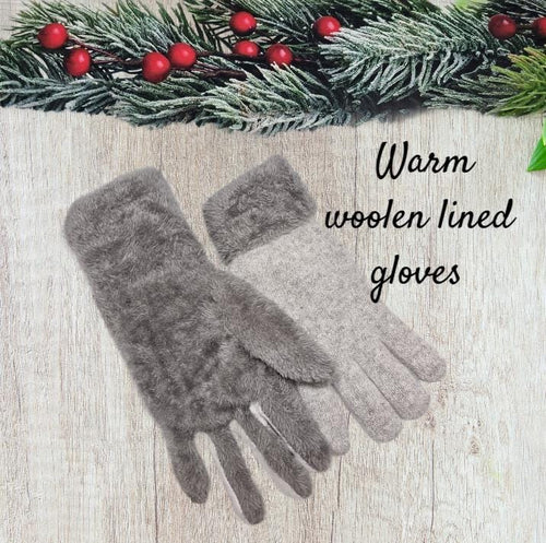 Grey Luxuriously Warm Angora Wool Gloves – Thick, Lined Winter Essentials for Women, Gift for her