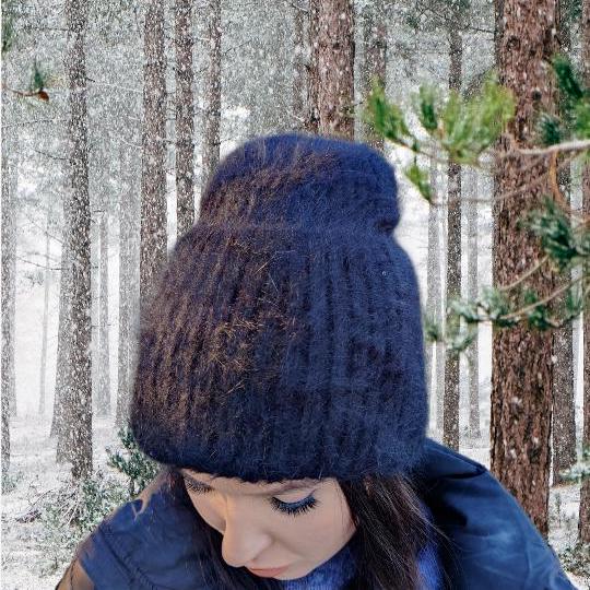 Women's winter angora wool hat, Windproof cotton inner women's warm beanie hat, Gift for her