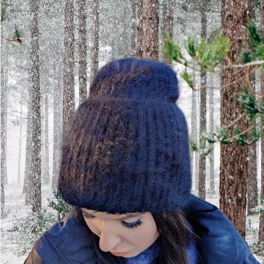 Bonnet d'hiver en laine angora pour femme, bonnet chaud coupe-vent en coton intérieur pour femme, cadeau pour elle