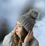 Cozy Winter Wool Hat for Women with Fleece Lining & Pom Pom, Windproof warm women's beanie, Gift for her