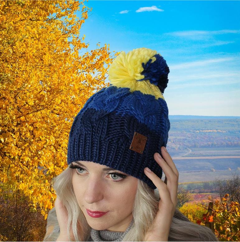 Women's winter windproof pom pom hat, Vegan friendly warm beanie, Gift for her