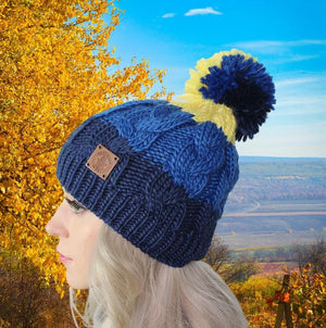 Women's winter windproof pom pom hat, Vegan friendly warm beanie, Gift for her