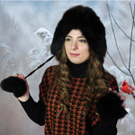 Black Luxury Real Fox Fur Pom Pom Beanie – Windproof Hat with Fur Trim | Perfect Gift for Her