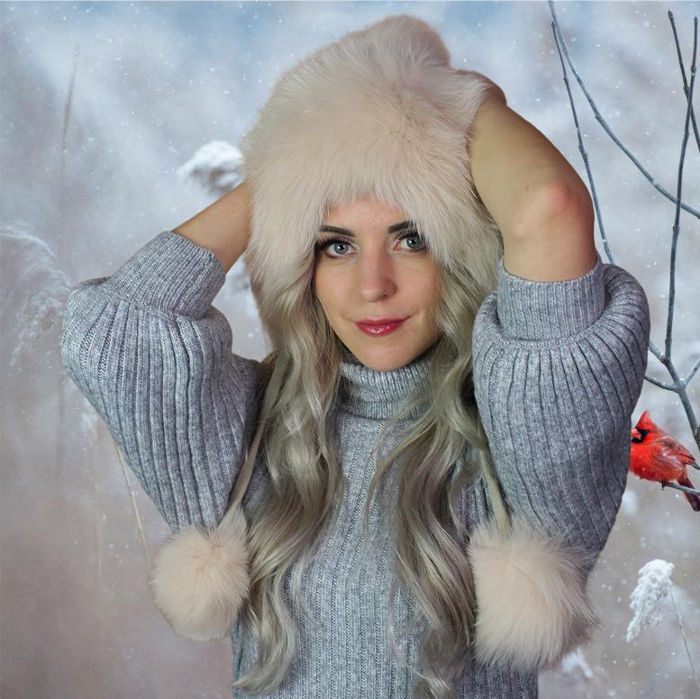 Luxuriöse Beanie mit Bommel aus echtem Fuchspelz – Winddichte Mütze mit Pelzbesatz | Perfektes Geschenk für Sie