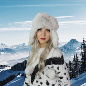 Elegant Women's Leather Trapper Hat with Real Fox Fur – Windproof Winter Hat | Perfect Gift for Her