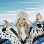 Elegant Women's Leather Trapper Hat with Real Fox Fur – Windproof Winter Hat | Perfect Gift for Her