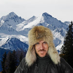 Men's Leather Trapper Hat with Real Fox Fur – Windproof Winter aviator Hat | Perfect Gift for Him