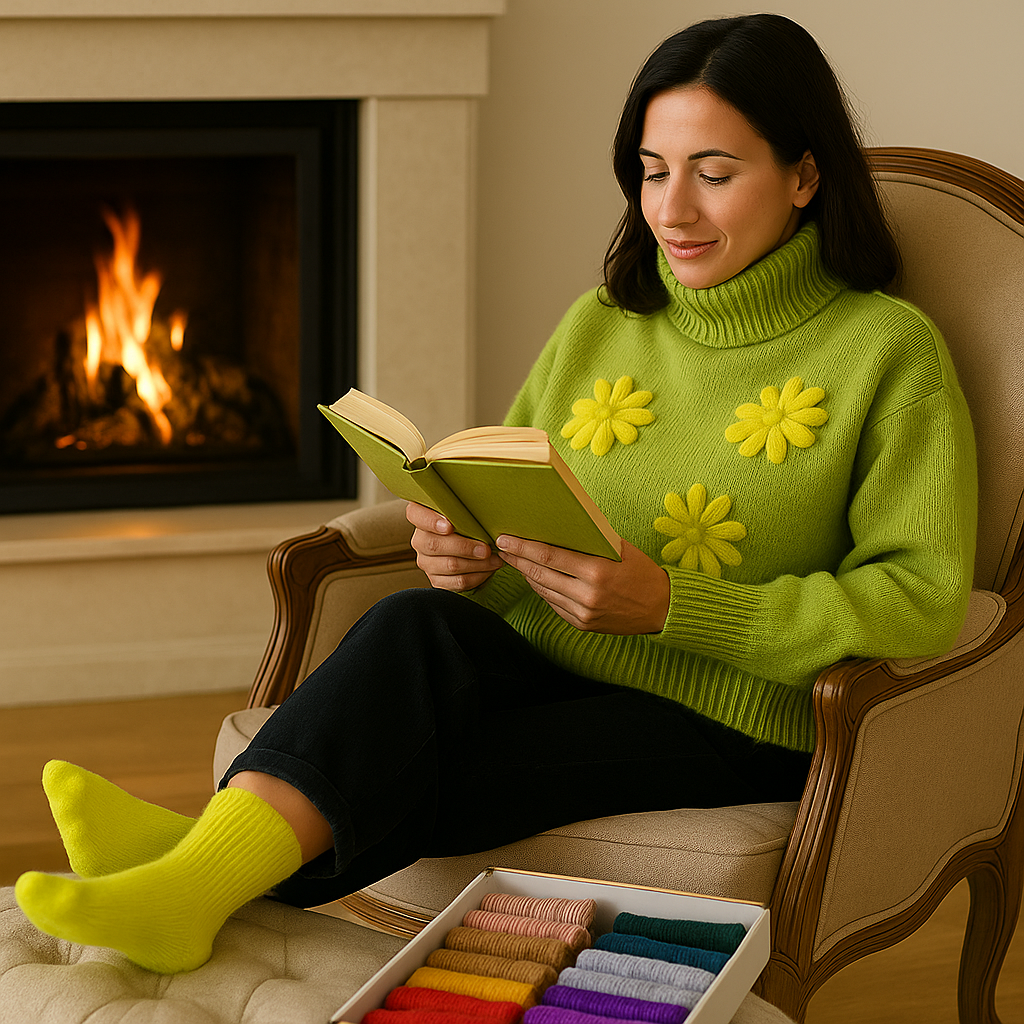 limeWomen's Cashmere Wool Socks – Soft, Warm Winter Socks for Her | Cozy Gift Idea for Women | Luxury Cold Weather Essentials 