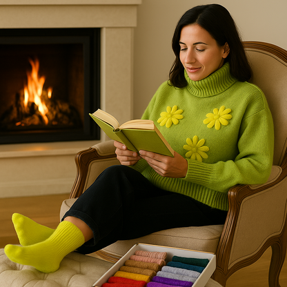 limeWomen's Cashmere Wool Socks – Soft, Warm Winter Socks for Her | Cozy Gift Idea for Women | Luxury Cold Weather Essentials 