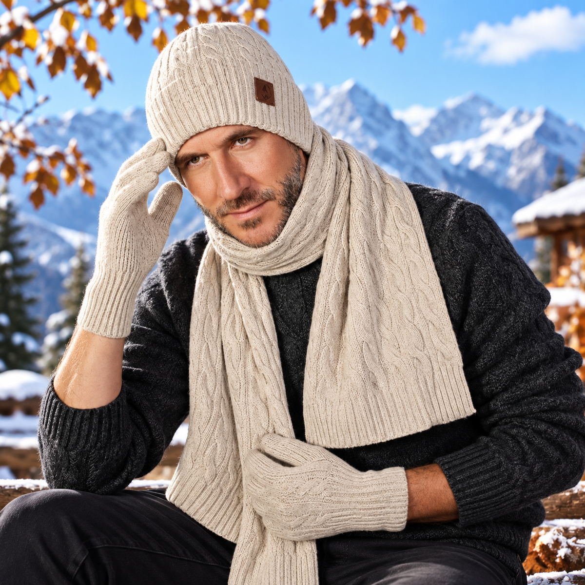 Men’s Cashmere Winter Set – Hat, Scarf & Gloves
