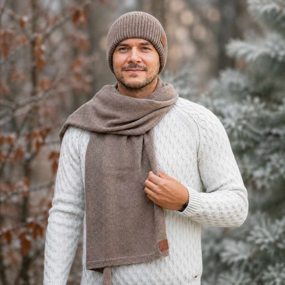 brown Long & Wide Cashmere Scarf for Women & Men