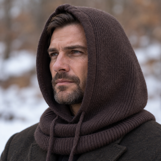 chocolate brown Cashmere Hooded Balaclava – Winter Hood Hat