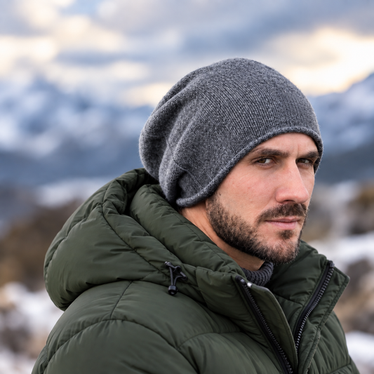 dark grey Cashmere men's slouchy hat
