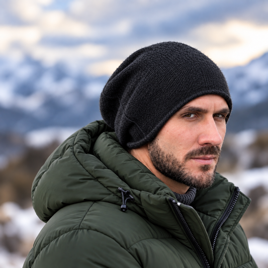 black Cashmere men's slouchy hat