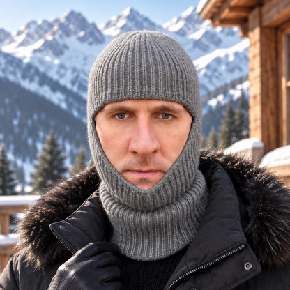 grey Lightweight Cashmere Balaclava – Unisex Ski & Cycling Hat