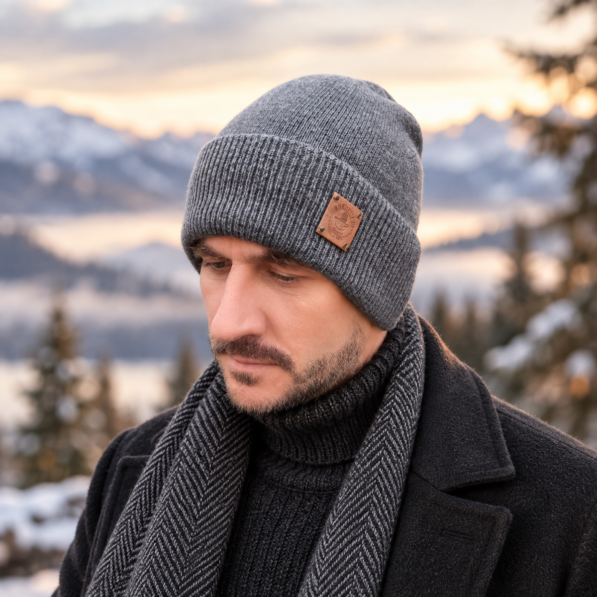 Bonnet d’hiver en cachemire double épaisseur pour homme