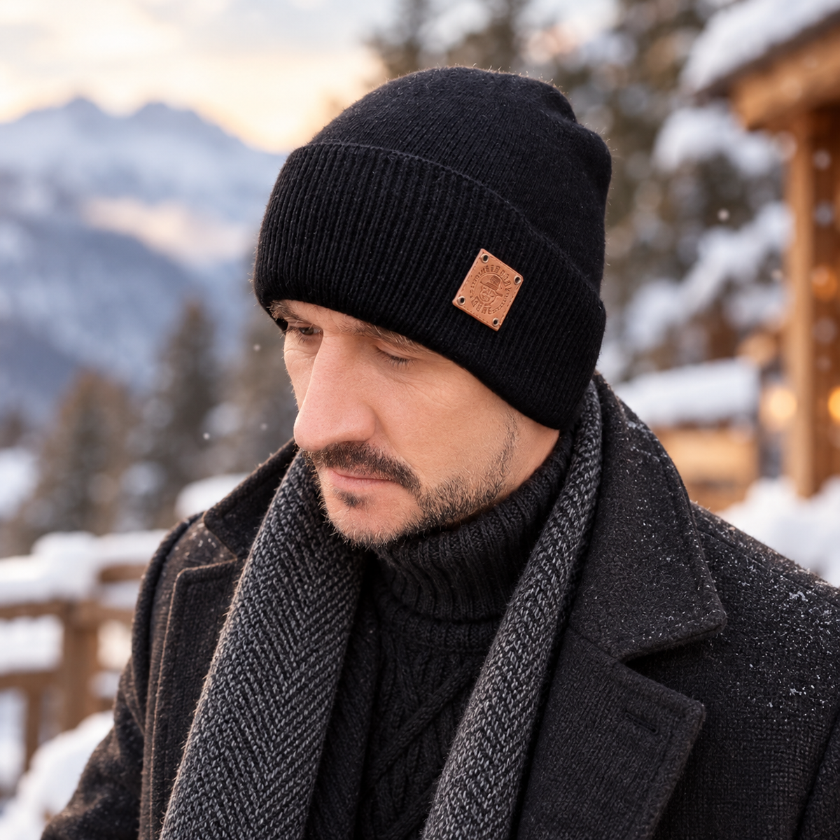 Bonnet d’hiver en cachemire double épaisseur pour homme