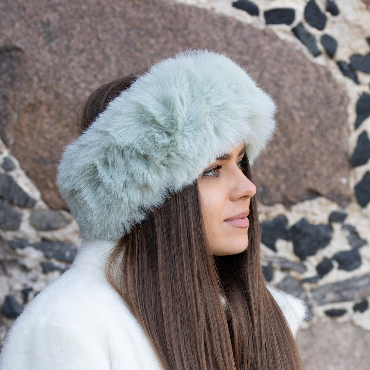 mint Faux Fur Headband – Wool Lined