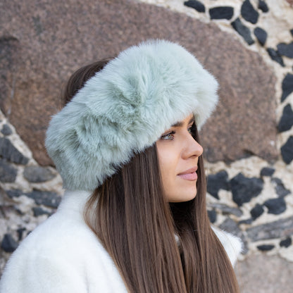mint Faux Fur Headband – Wool Lined